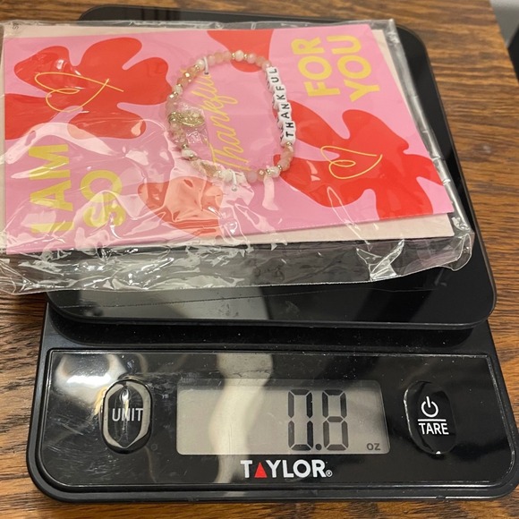 Little Words Project Thankful For You Beaded Bracelet Greeting Card Set Pink - Picture 3 of 3